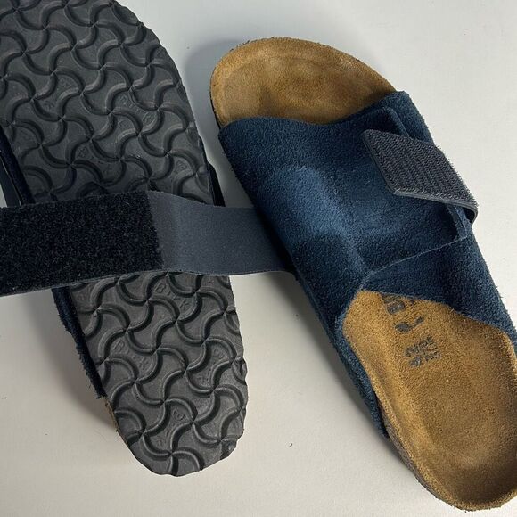 Birkenstock Kyoto Nubuck Leather Sandal Navy Sz 42 Unisex - Picture 8 of 8
